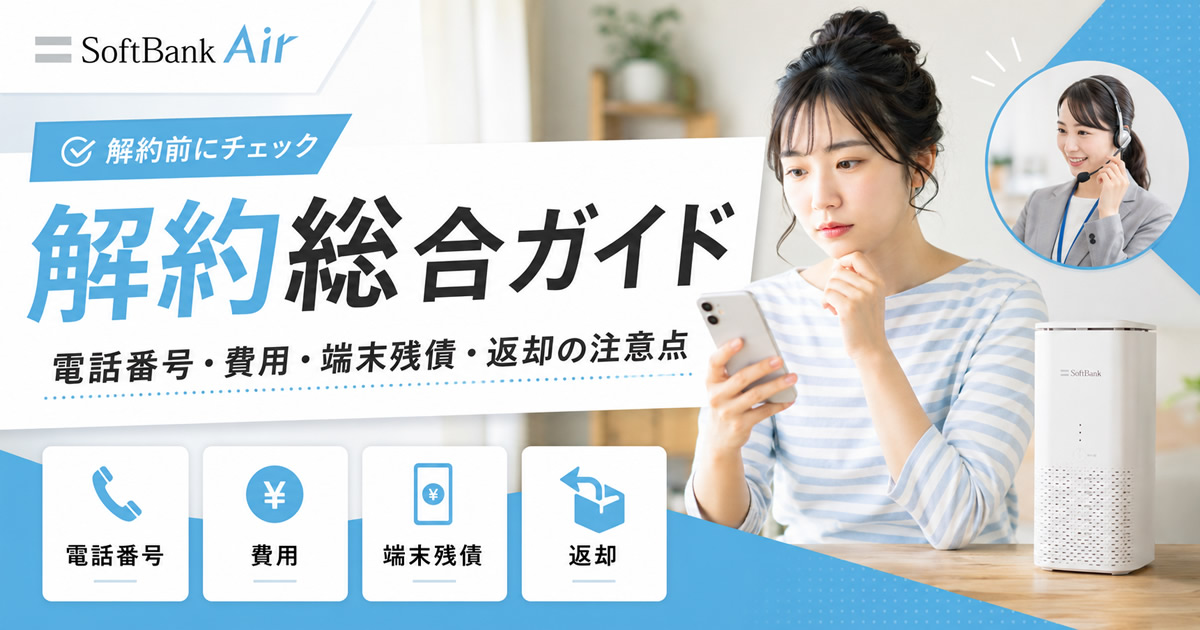 ソフトバンクエアーの解約総合ガイド｜電話番号・費用・端末残債・返却
